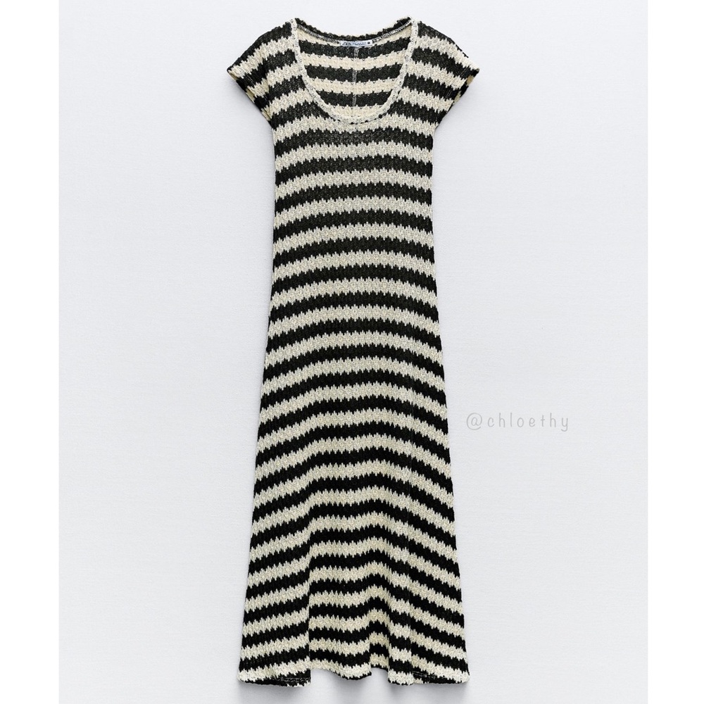 Zara STRIPED RUSTIC DRESS - Picture 2 of 7